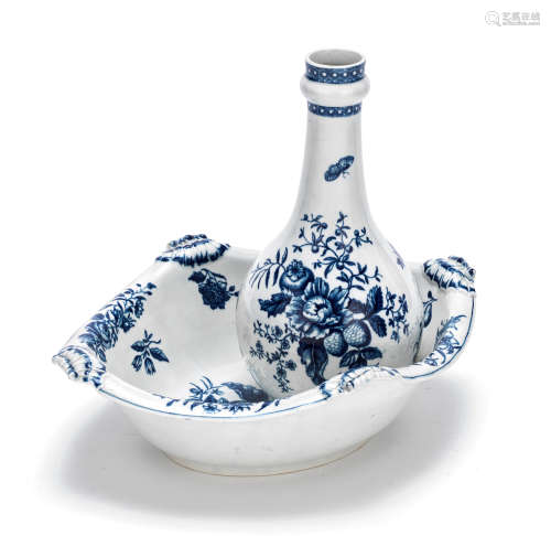 A Worcester guglet and basin, circa 1770-72
