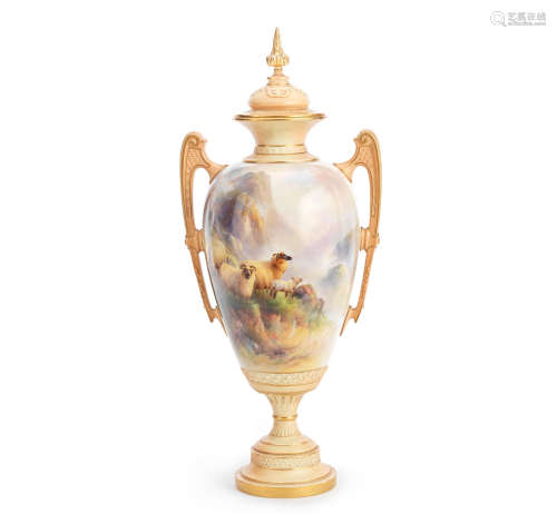 A large Royal Worcester vase and cover by Harry Davis, dated 1910