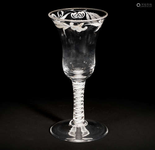 A large Beilby enamelled opaque twist goblet, circa 1765-70