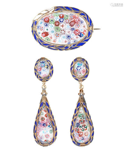 A rare cased Silesian close-packed millefiori demi-parure from the workshop of Dr W E Fuss, circa 1841-42