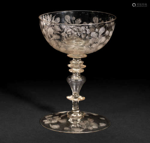 A façon de Venise engraved wine glass, 17th century