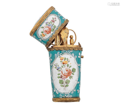 A French enamel etui, late 19th century