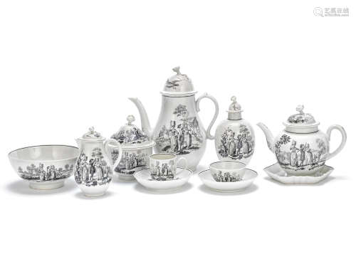 A Worcester part tea and coffee service, circa 1770-75