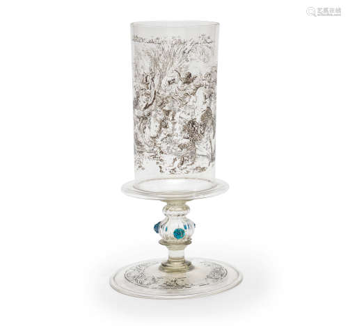 A Venetian enamelled glass goblet or reliquary, late 16th century