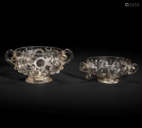 Two small Venetian engraved bowls, 17th and early 18th century