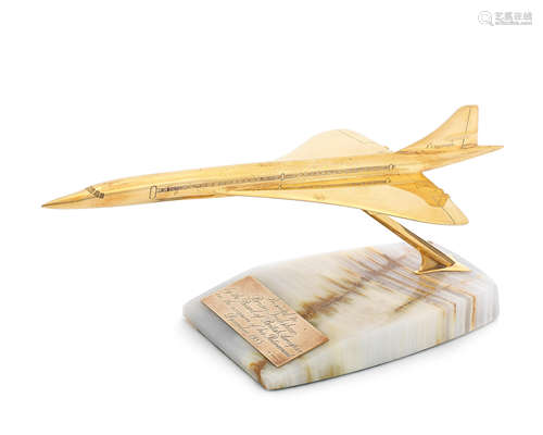 Concorde Interest: a rare 9 carat gold model Concorde presented to Brian Trubshaw