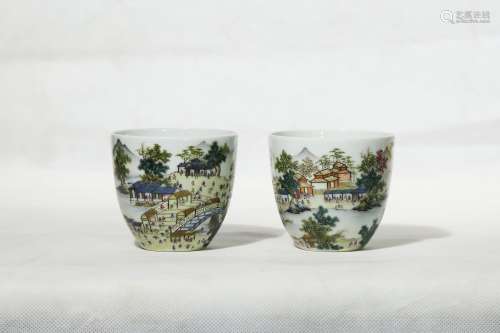 A Pair Of Famille Rose Porcelain Cups,Yongzheng Period