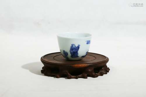 A Blue And White Porcelain Cup,Qing Kangxi Period
