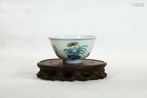 A Chenghua-Type Doucai Porcelain Cup,Ming Dynasty