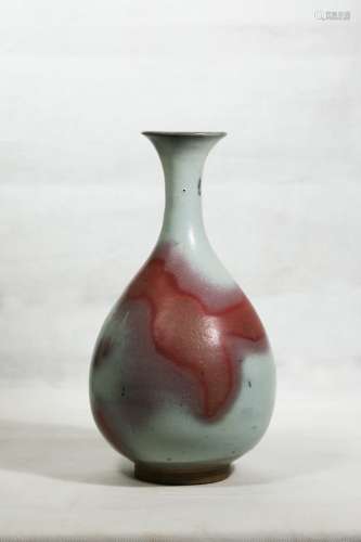 A Jun-Type Glazed Porcelain Pear Shaped Vase