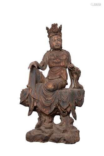 A Carved Wood Buddha Statue