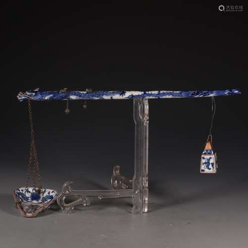 A Blue And White Porcelain Scale,Qing Yongzheng