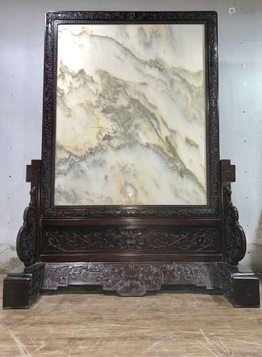 A Mahogany Table Screen,Late Qing Dynasty