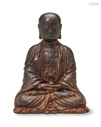 A RARE CAST-IRON FIGURE OF KSITIGARBHA 17th century