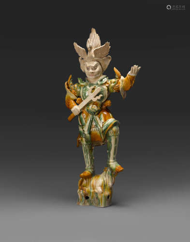 A large sancai-glazed pottery guardian figure Tang dynasty