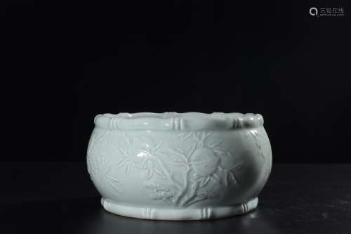 A Chinese Pea Green Glazed Bamboo Joint Pattern Porcelain Washer