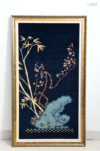 Baotou rug, pattern with plum blossoms and bamboo