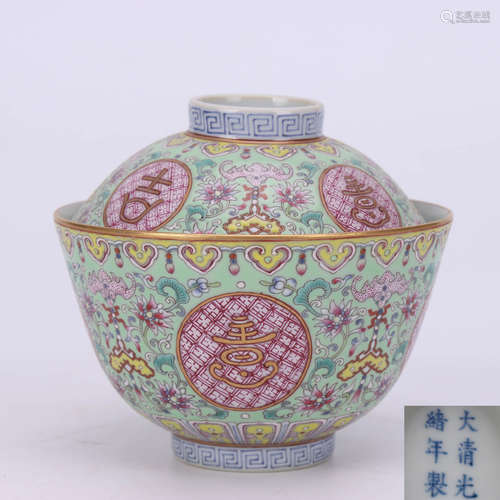 A Chinese Famille Rose Floral Porcelain Bowl with Cover