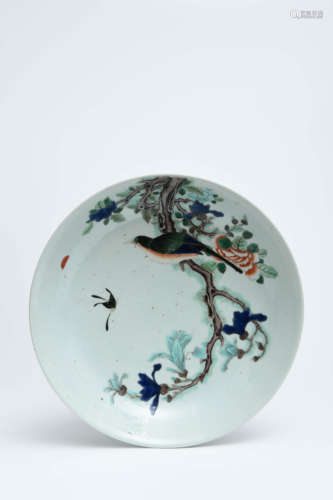 A Chinese Famille Rose Flower&Bird Pattern Porcelain Plate