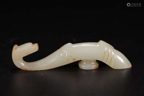 A Chinese Hetian Jade Carved Belt Hook