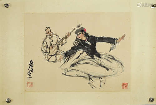 A Chinese Figure Painting, Huang Zhou Mark