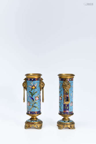 A Pair of Chinese Cloisonne candlestick