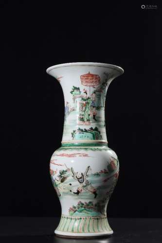 A Chinese Multi Colored Figure Painted Porcelain Flower Vase