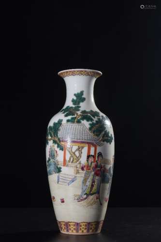 A Chinese Famille Rose Figure Painted Porcelain Vase