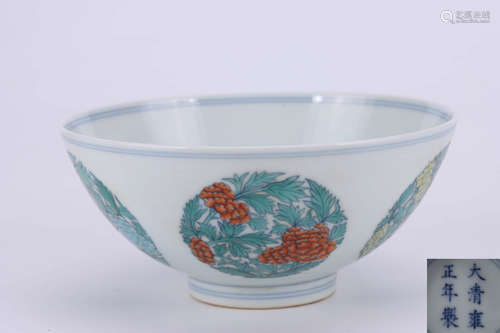 A Chinese Doucai Floral Porcelain Bowl