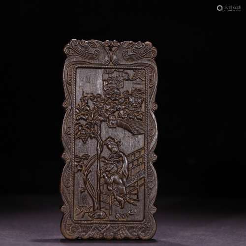 A Chinese Dragon Pattern Eaglewood Carved Pendant