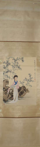 A Chinese Bamboo and figure Painting, Chen Shaomei Mark