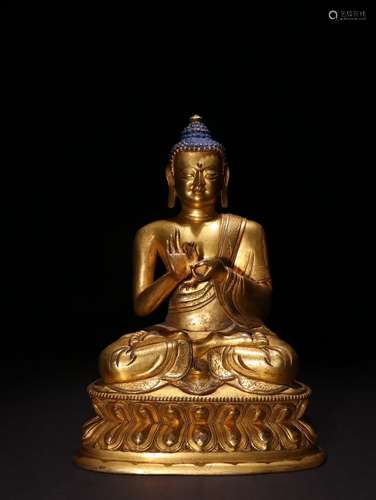 A Chinese Gild Copper Statue of Sakyamuni