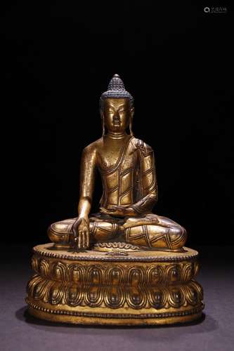 A Chinese Gild Copper Statue of Sakyamuni