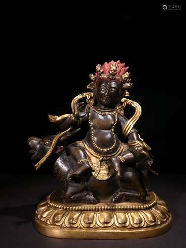 A Chinese Gild Copper Statue of Palden Lhamo