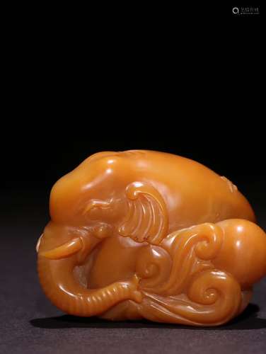 A Chinese Tianhuang Stone Carved Elephant Ornament