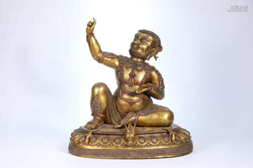 A Chinese Gild Copper Seated Vajra Statue