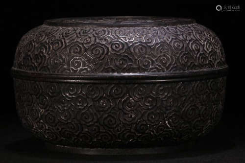 A XIAOYE ZITAN WOOD CARVED AUSPICIOUS PATERN BOX