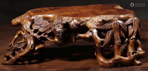 A HUANGYANG WOOD WITH BURL BASE