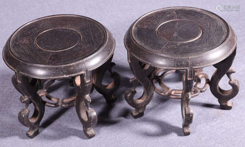 PAIR OF XIAOYE ZITAN WOOD CARVED STANDS