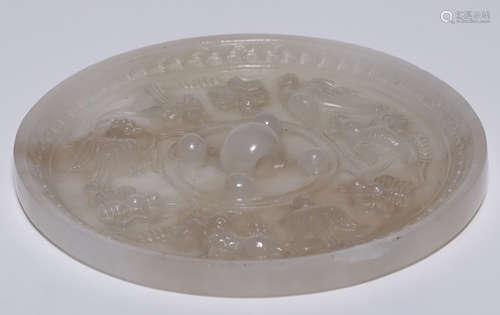 A HETIAN JADE CARVED BIRD PATTERN MIRROR