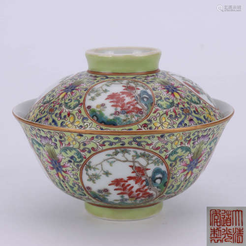 A Chinese Floral Porcelain Bowl With Cover