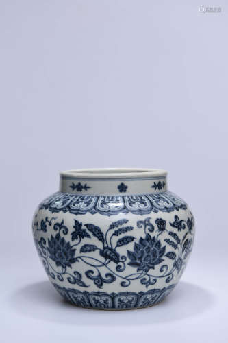 A Chinese Blue and White Twine Pattern Porcelain Jar