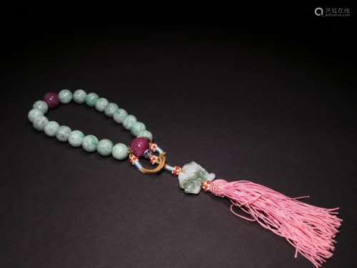 A Chinese Jadeite Beads Hand String