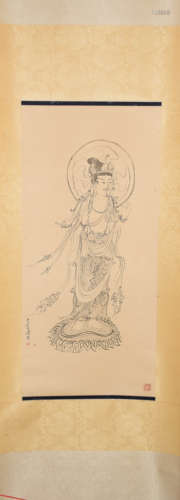 A Chinese Buddha line drawing , Pu Ru Mark