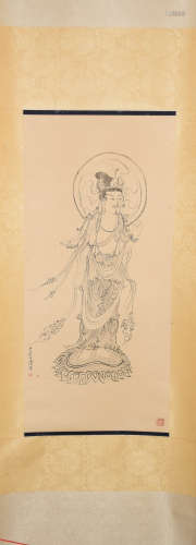 A Chinese Buddha line drawing , Pu Ru Mark