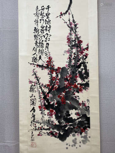 A Chinese Flower&bird Painting Scroll, Shi Lu Mark