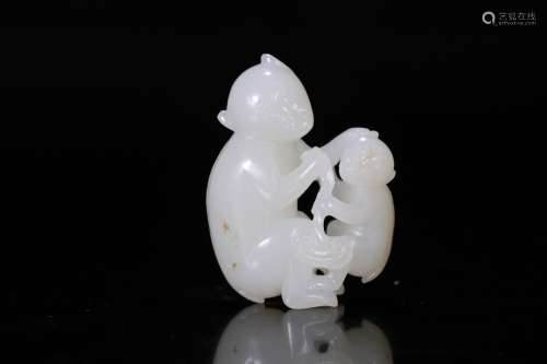 A Chinese Hetian Jade Carved Monkey Ornament