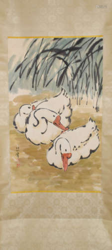 A Chinese Goose Painting, Xu Beihong Mark