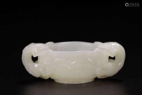 A Chinese Hetian Jade Dragon Ears Cup