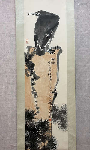 A Chinese Flower&bird Painting Scroll, Pan Tianshou Mark